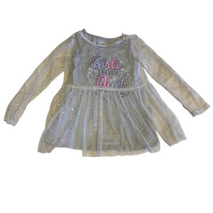 JOJO SIWA Gray sheer Sparkle 2 piece Top set small 6/6x Denim Shorts
